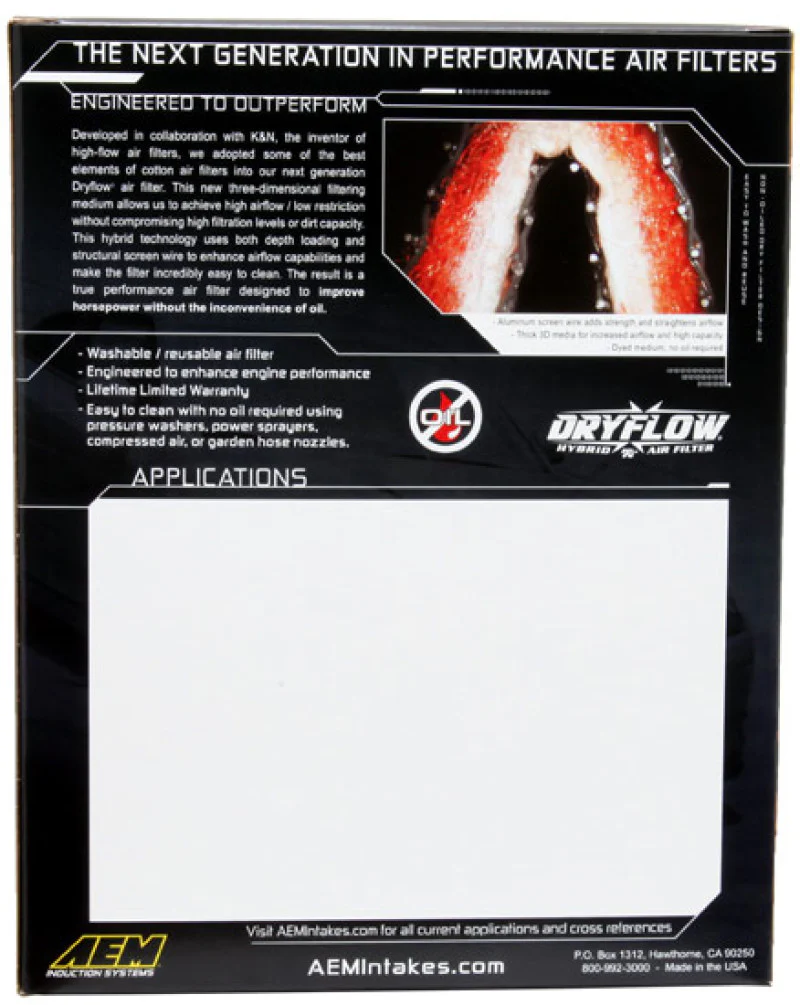 AEM 13-20 Nissan Sentra 1.8L DryFlow Air Filter - Image 5