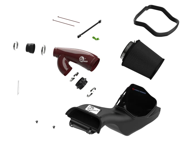 aFe 17-24 Ford F-150 Track Series Red Kevlar Carbon Fiber C/A Intake System w/Black Pro 5R Filter - Image 3