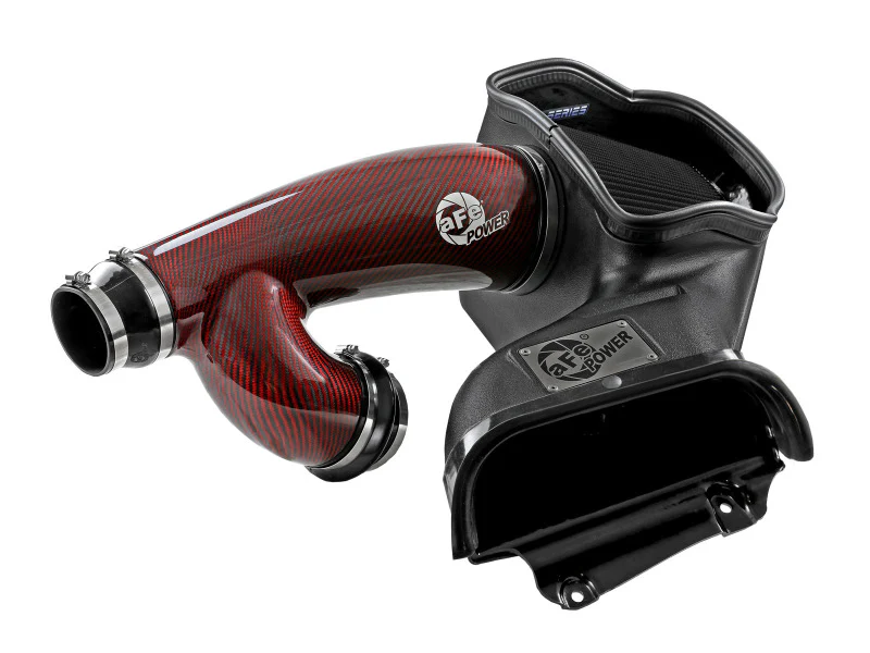 aFe 17-24 Ford F-150 Track Series Red Kevlar Carbon Fiber C/A Intake System w/Black Pro 5R Filter - Image 6