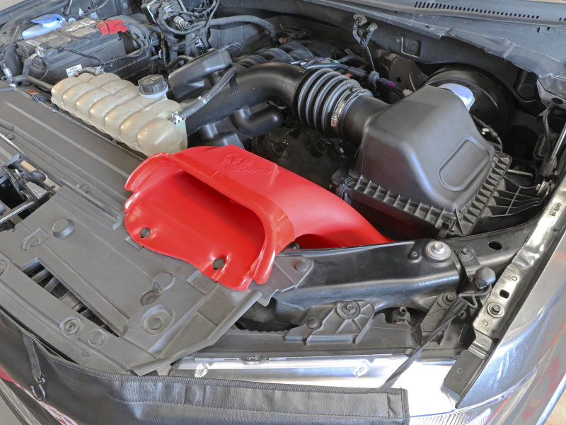 aFe Rapid Induction Dynamic Air Scoop 2021+ Ford F-150V6/V8 - Red - Image 3