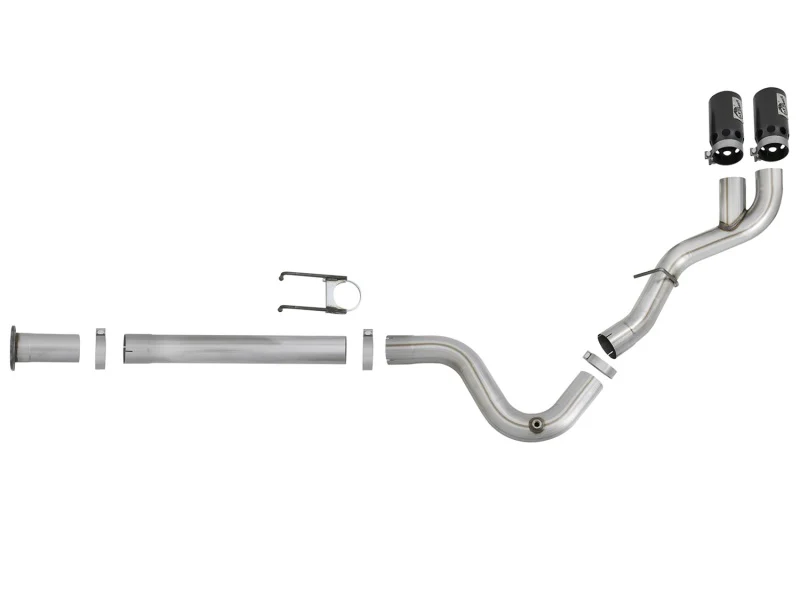 aFe Rebel XD 4in SS DPF-Back Exhaust 17-18 Ford Diesel Trucks V8-6.7L (td) w/ Dual Black Tips - Image 4