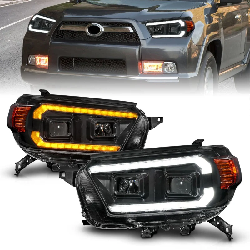 ANZO 10-13 Toyota 4Runner Projector Headlights - Black - Image 2