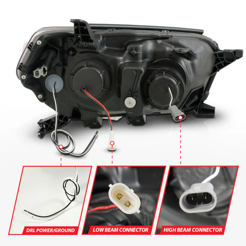 ANZO 10-13 Toyota 4Runner Projector Headlights - Black - Image 8
