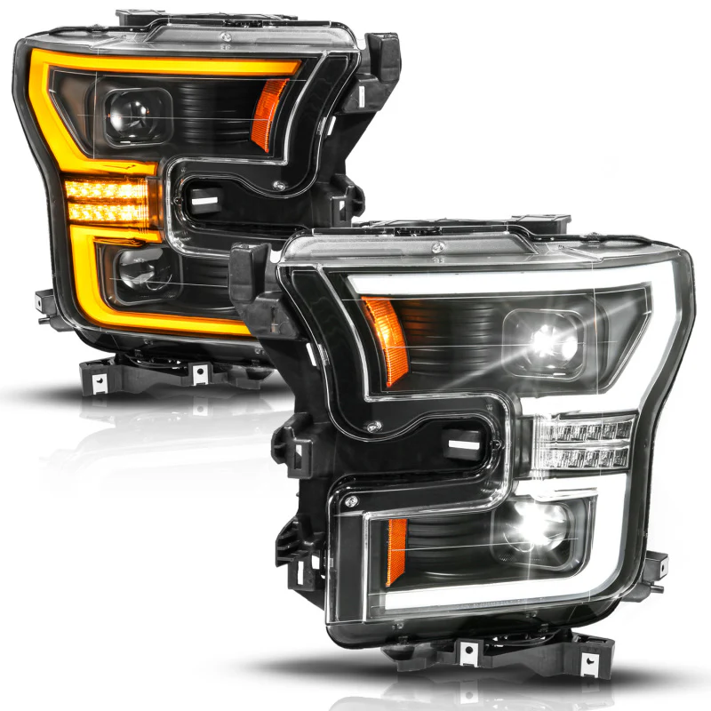 ANZO 15-17 Ford F-150 (Factory Halogen Model ONLY) Full LED Proj Headlights Init/SeqSig Black- Pair - Image 2