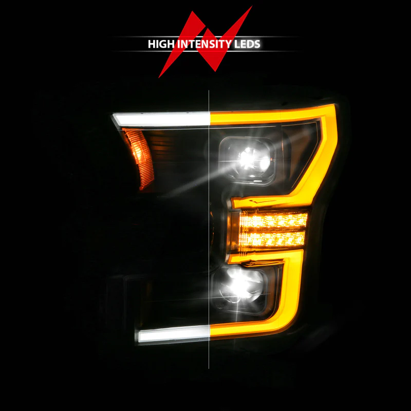 ANZO 15-17 Ford F-150 (Factory Halogen Model ONLY) Full LED Proj Headlights Init/SeqSig Black- Pair - Image 6