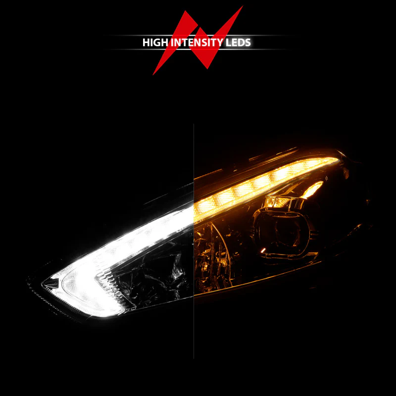 ANZO 15-18 Ford Focus Projector Headlights - w/ Light Bar Switchback Black Housing - Image 13