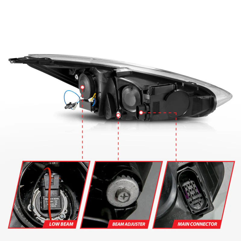 ANZO 15-18 Ford Focus Projector Headlights - w/ Light Bar Switchback Black Housing - Image 7