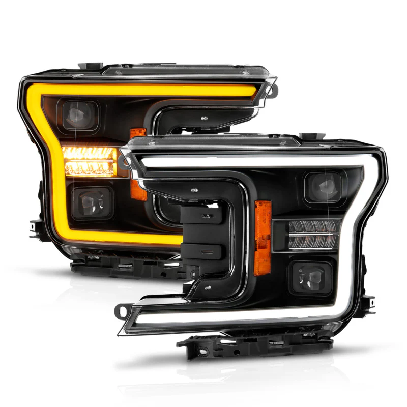ANZO 18-20 Ford F-150 (w/o Fctry LED) Full LED Proj Headlights w/Light Bar Swtchbk Seq. Black w/Init - Image 5