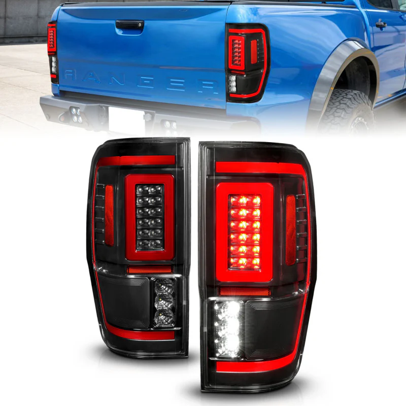 ANZO 19-22 Ford Ranger Full LED Taillights w/ Lightbar Sequential Signal Black Housing/Clear Lens - Image 2