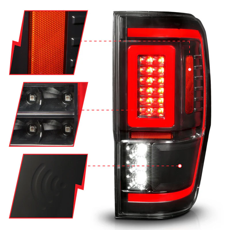 ANZO 19-22 Ford Ranger Full LED Taillights w/ Lightbar Sequential Signal Black Housing/Clear Lens - Image 5