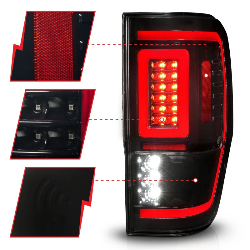 ANZO 19-22 Ford Ranger Full LED Taillights w/ Lightbar Sequential Signal Black Housing/Smoke Lens - Image 15