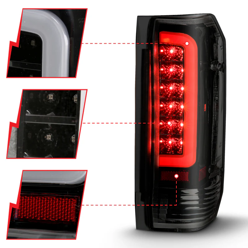 ANZO 1987-1996 Ford F-150 LED Taillights Black Housing Smoke Lens (Pair) - Image 4
