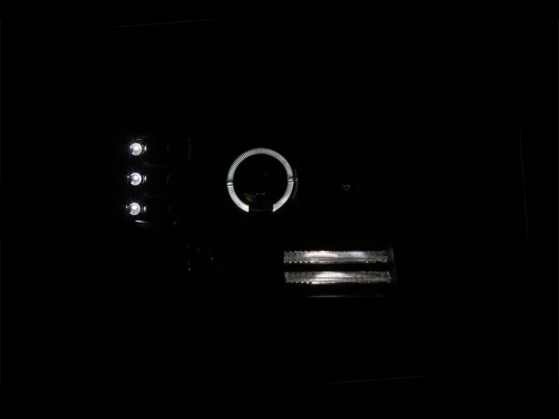 ANZO 1992-1996 Ford F-150 Projector Headlights w/ Halo Black w/ Side Markers and Parking Lights - Image 3