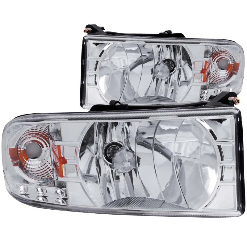 ANZO 1994-2001 Dodge Ram Crystal Headlights Chrome w/ LED - Image 2