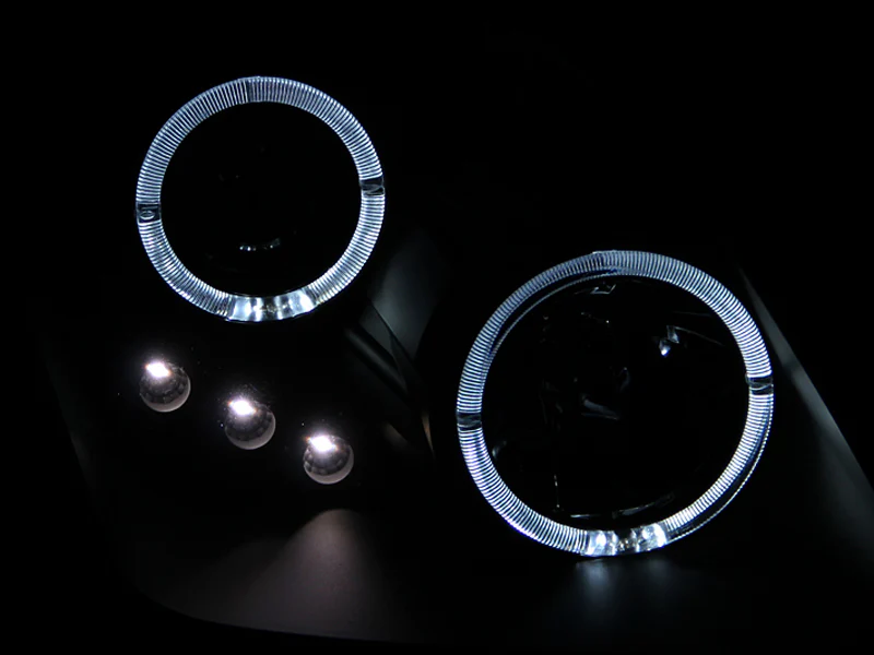 ANZO 1997-2001 Honda Prelude Projector Headlights w/ Halo Black w/ LED - Image 3