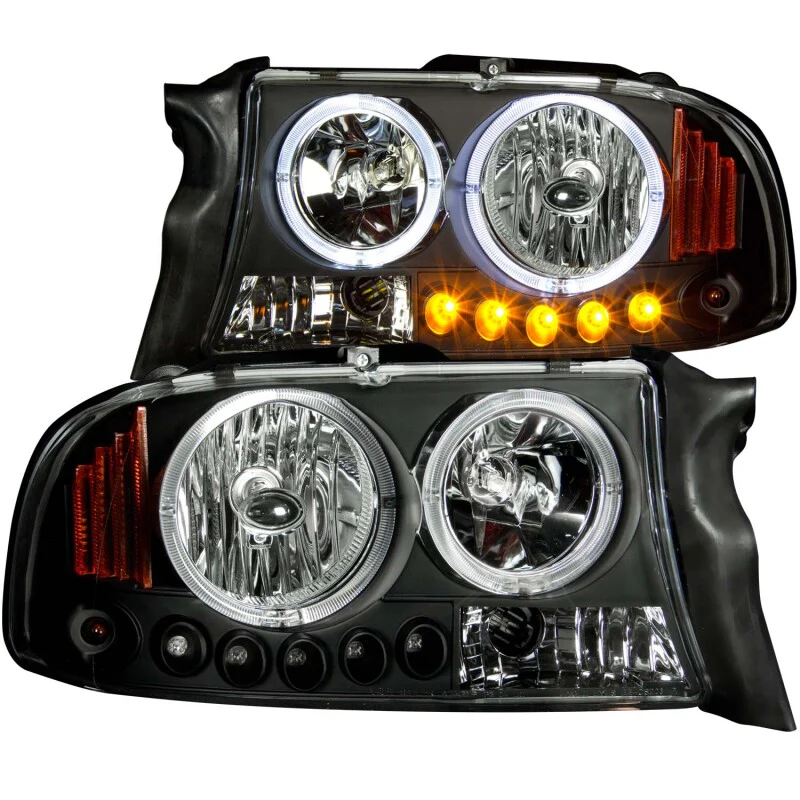 ANZO 1997-2004 Dodge Dakota Projector Headlights w/ Halo Black 1 pc - Image 2