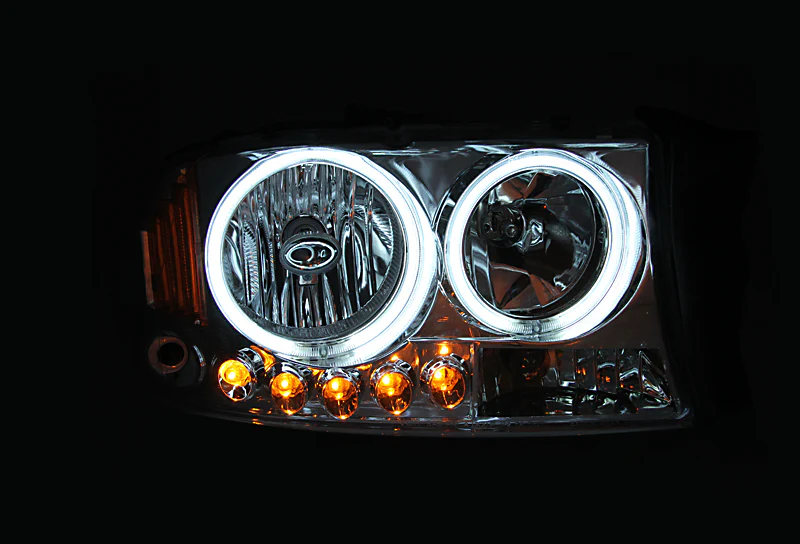 ANZO 1997-2004 Dodge Dakota Projector Headlights w/ Halo Black 1 pc - Image 3