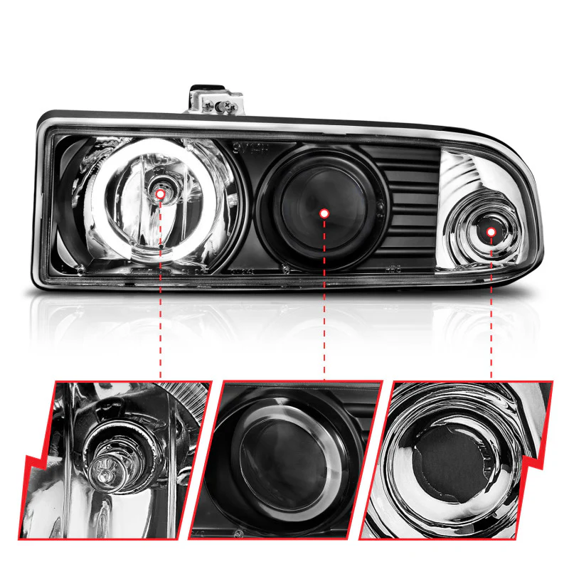 ANZO 1998-2005 Chevrolet S-10 Projector Headlights w/ Halo Black - Image 5