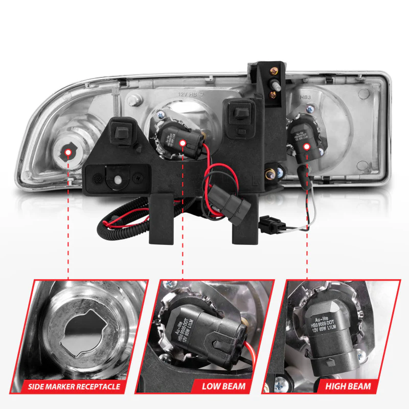 ANZO 1998-2005 Chevrolet S-10 Projector Headlights w/ Halo Black - Image 7