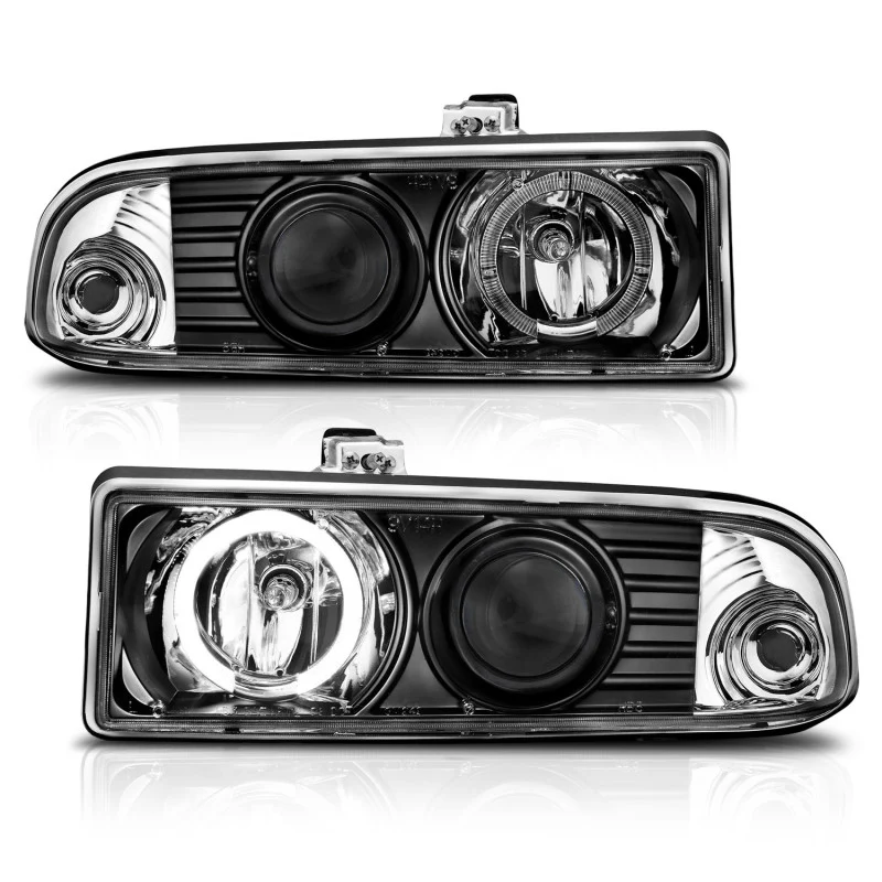 ANZO 1998-2005 Chevrolet S-10 Projector Headlights w/ Halo Black - Image 8