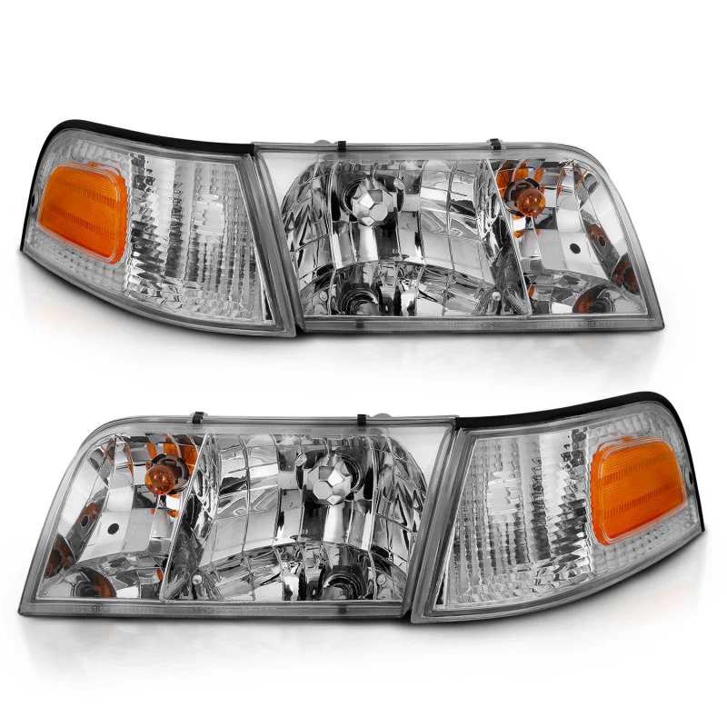ANZO 1998-2005 Ford Crown Victoria Crystal Headlight Chrome With Bumper Light (OE) - Image 10