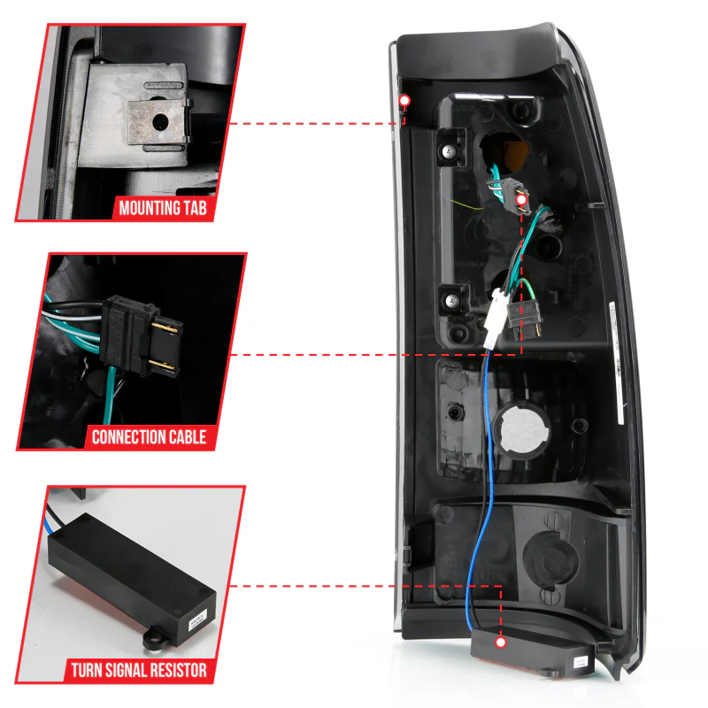 ANZO 1999-2000 Cadillac Escalade LED Taillights Black Housing Smoke Lens Pair - Image 16
