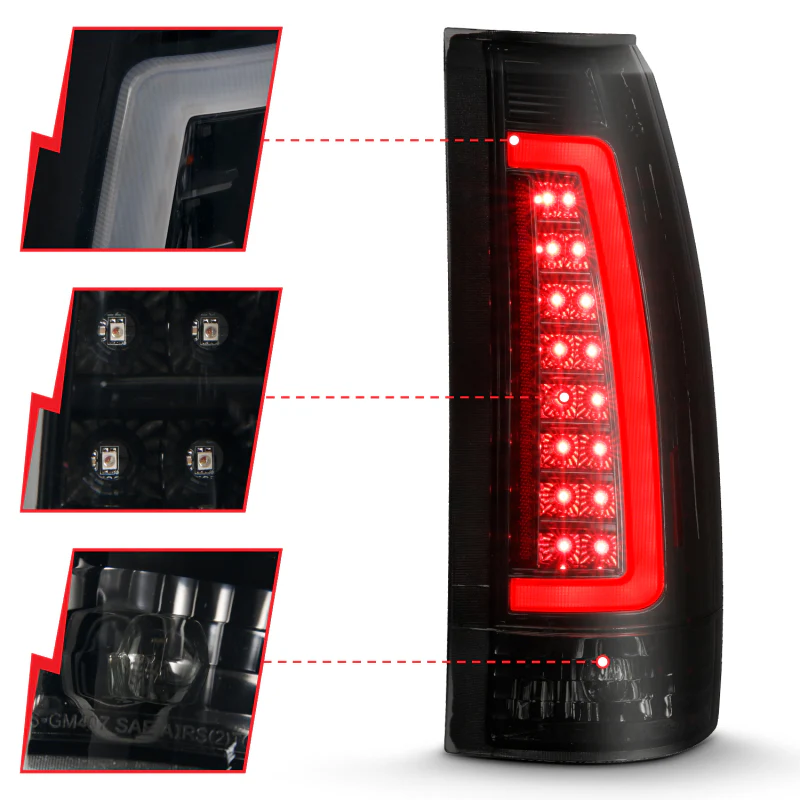 ANZO 1999-2000 Cadillac Escalade LED Taillights Black Housing Smoke Lens Pair - Image 4