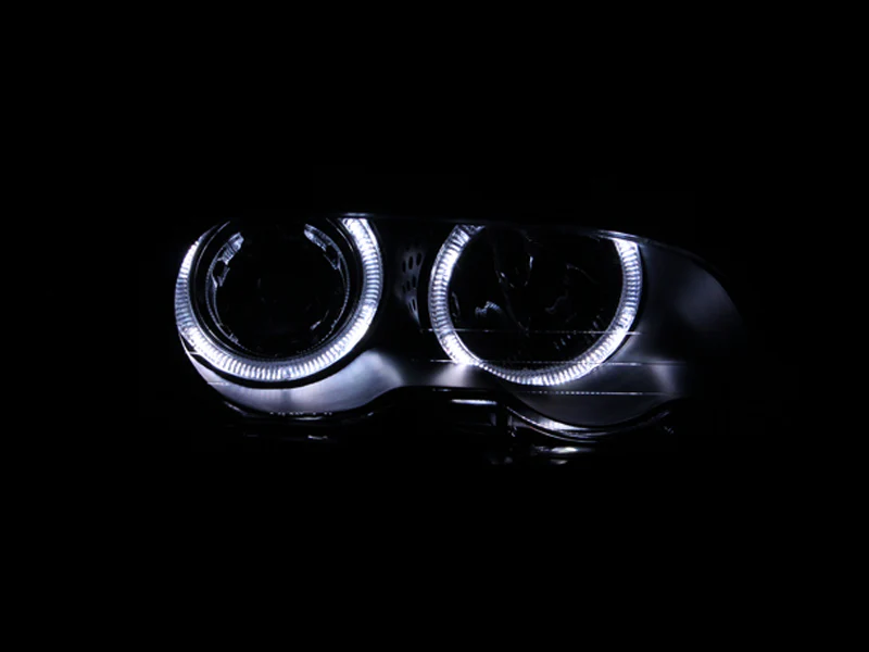 ANZO 2000-2003 BMW 3 Series E46 Projector Headlights w/ Halo Black - Image 3