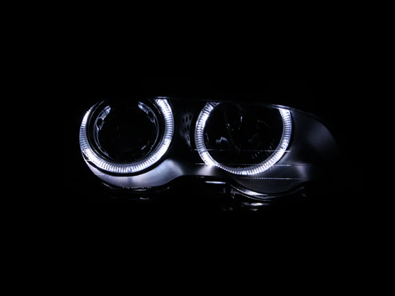 ANZO 2000-2003 BMW 3 Series E46 Projector Headlights w/ Halo Black - Image 6
