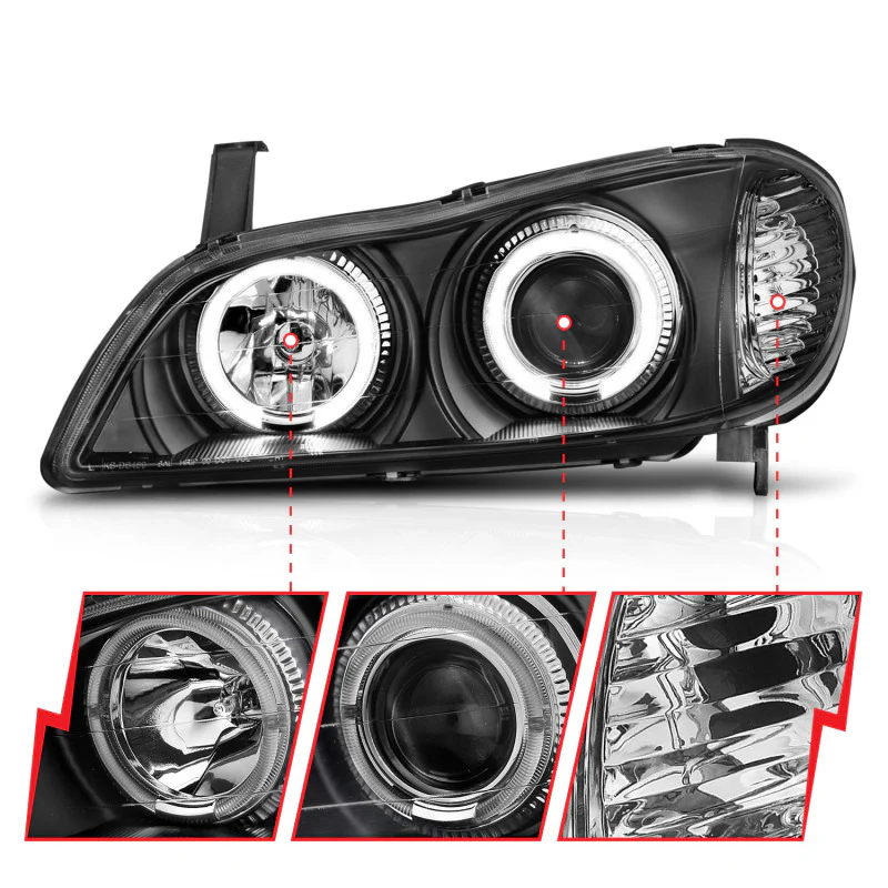 ANZO 2000-2004 Infiniti I30 Projector Headlights w/ Halo Black - Image 12