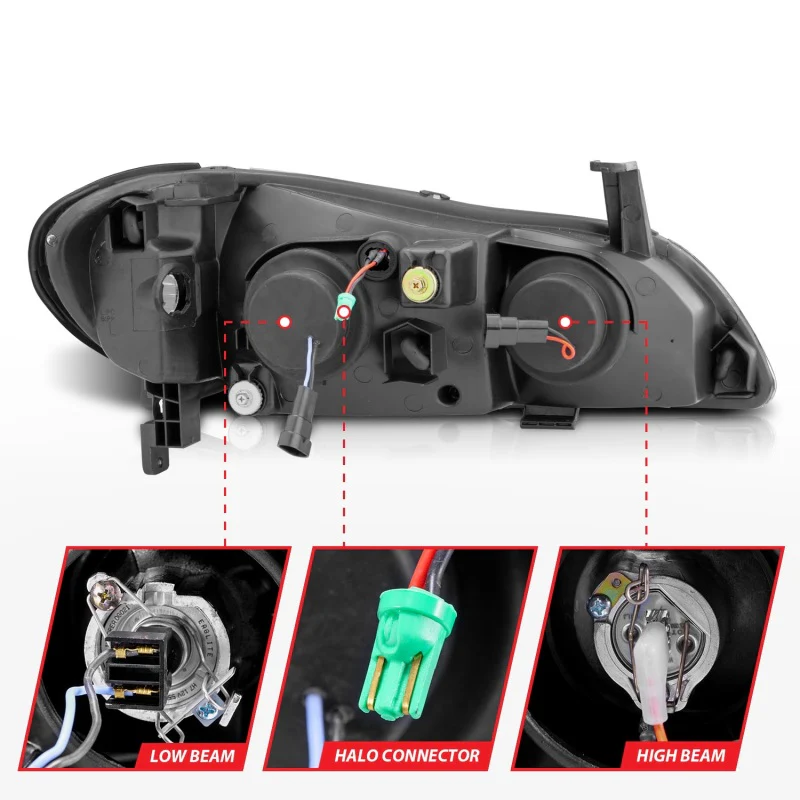 ANZO 2000-2004 Infiniti I30 Projector Headlights w/ Halo Black - Image 9