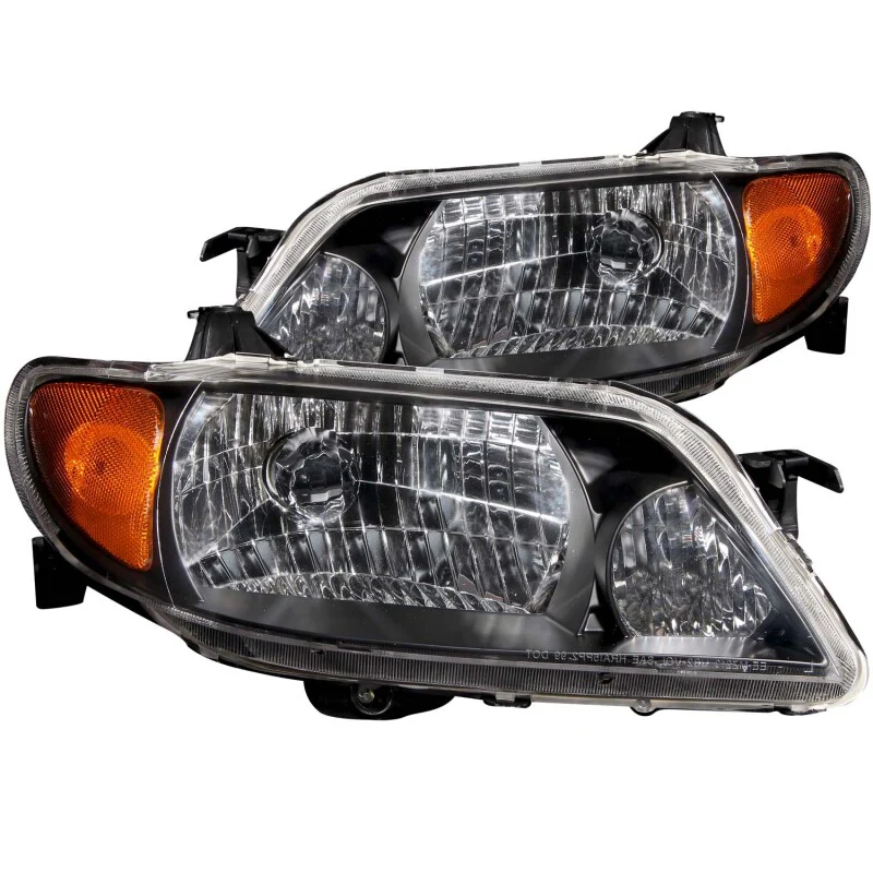 ANZO 2001-2003 Mazda Protege Crystal Headlights Black - Image 2