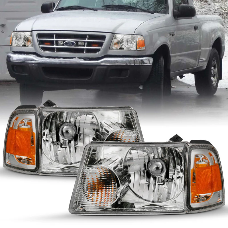 ANZO 2001-2011 Ford Ranger Crystal Headlight Chrome w/Corner Lights (OE Replacement) - Image 2