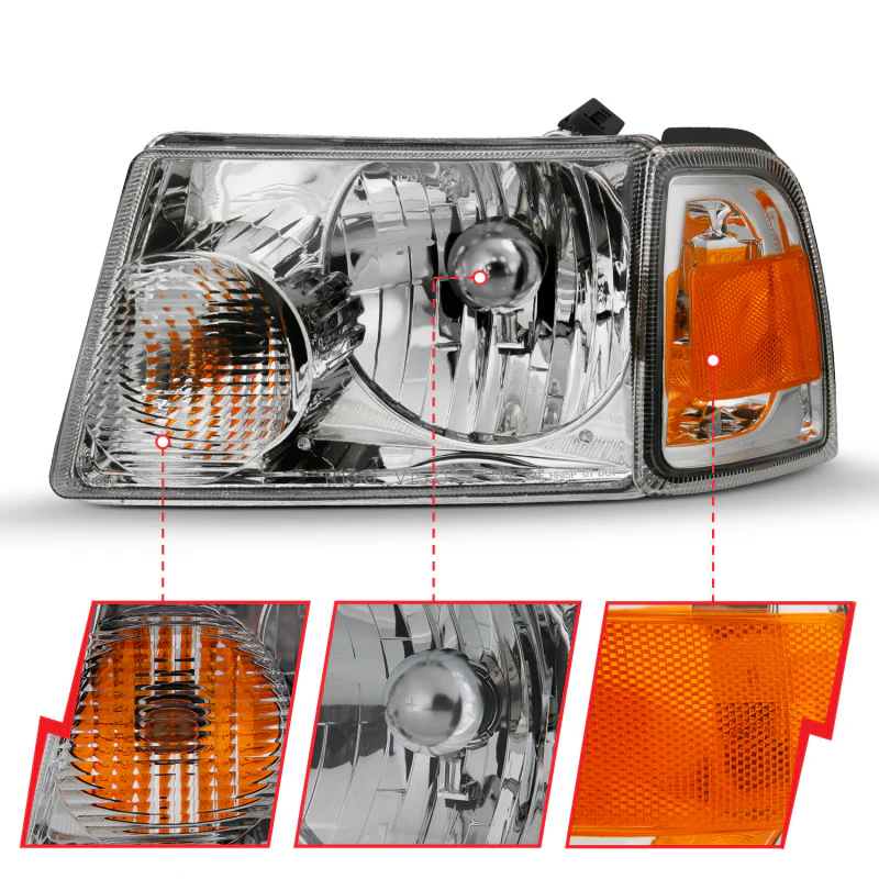 ANZO 2001-2011 Ford Ranger Crystal Headlight Chrome w/Corner Lights (OE Replacement) - Image 9