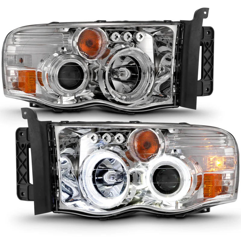 ANZO 2002-2005 Dodge Ram 1500 Projector Headlights w/ Halo Chrome Clear Amber - Image 10