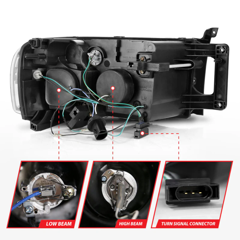 ANZO 2002-2005 Dodge Ram 1500 Projector Headlights w/ Halo Chrome Clear Amber - Image 4