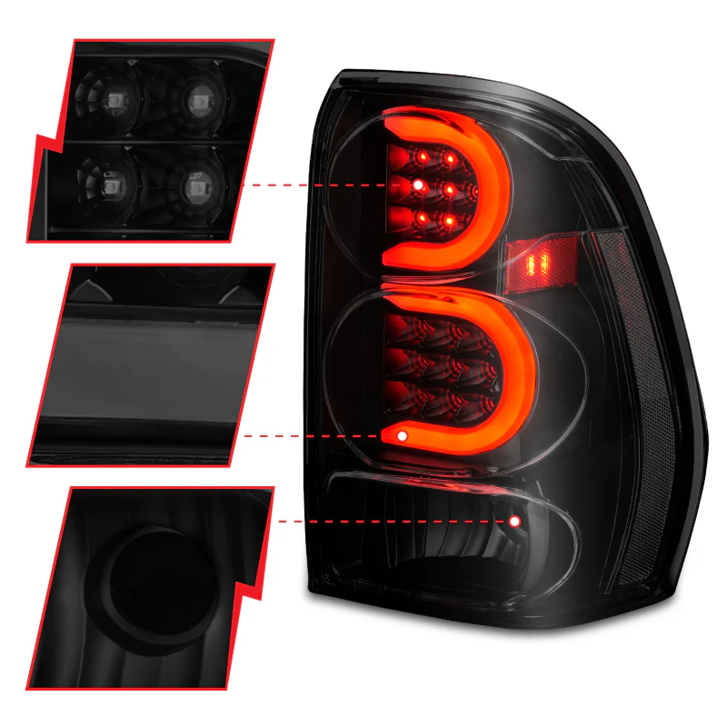 ANZO 2002-2009 Chevrolet Trailblazer LED Tail Lights w/ Light Bar Black Housing Smoke Lens - Image 7