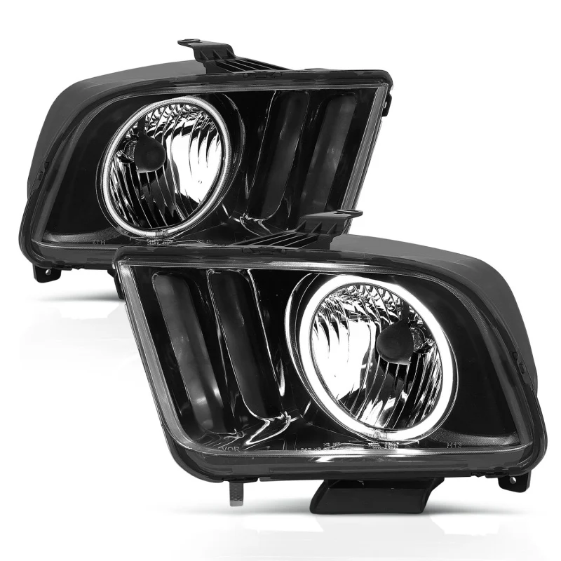 ANZO 2005-2009 Ford Mustang Crystal Headlights w/ Halo Black (CCFL) - Image 13