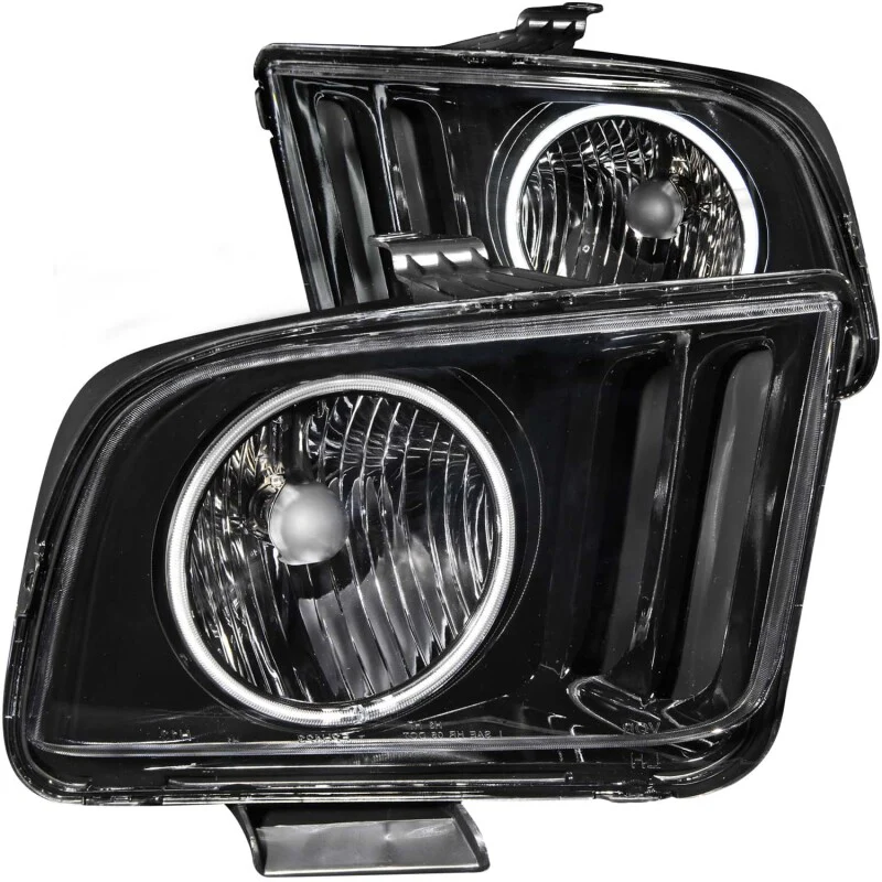 ANZO 2005-2009 Ford Mustang Crystal Headlights w/ Halo Black (CCFL) - Image 2