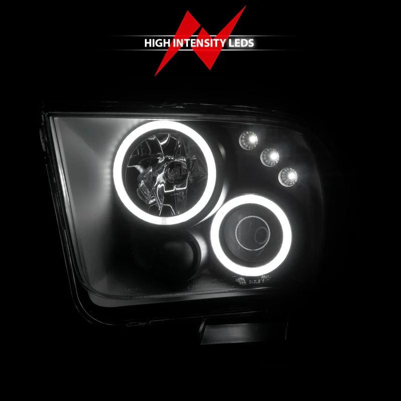 ANZO 2005-2009 Ford Mustang Projector Headlights w/ Halo Black - Image 14