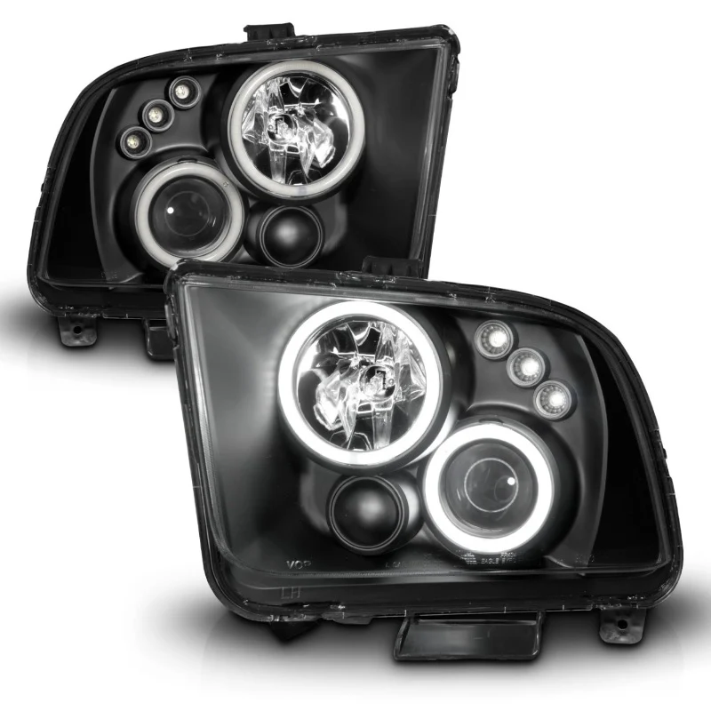 ANZO 2005-2009 Ford Mustang Projector Headlights w/ Halo Black - Image 16