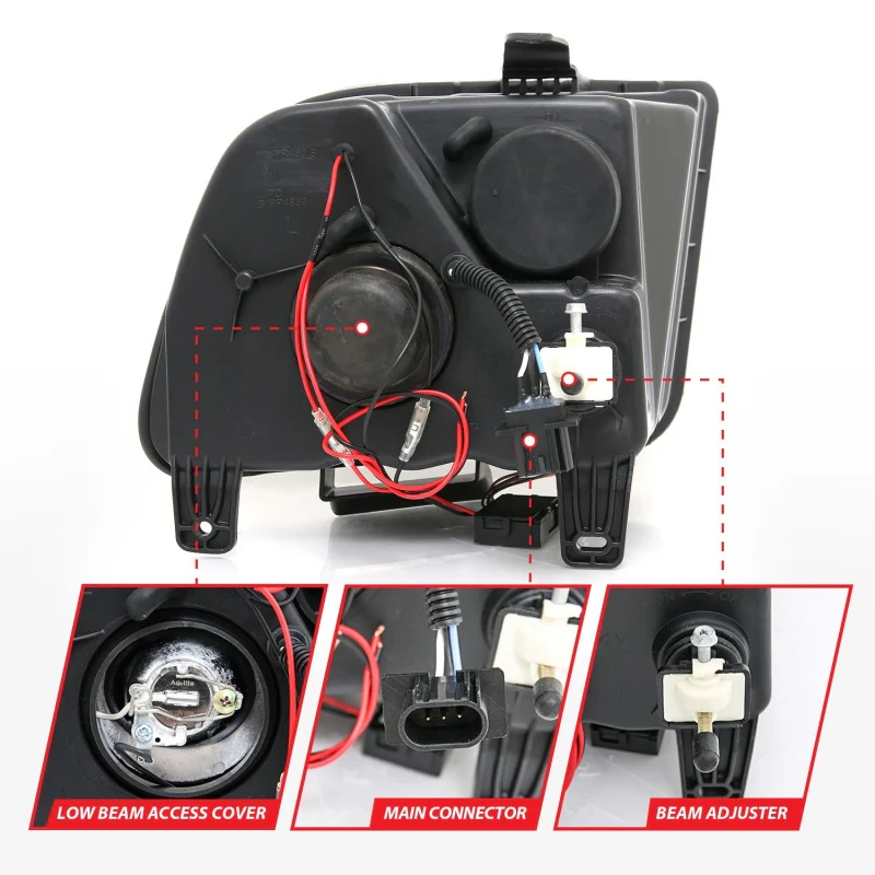ANZO 2005-2009 Ford Mustang Projector Headlights w/ Halo Black - Image 4