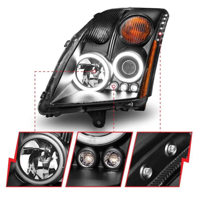 ANZO 2007-2012 Nissan Sentra Projector Headlights Black - Image 11