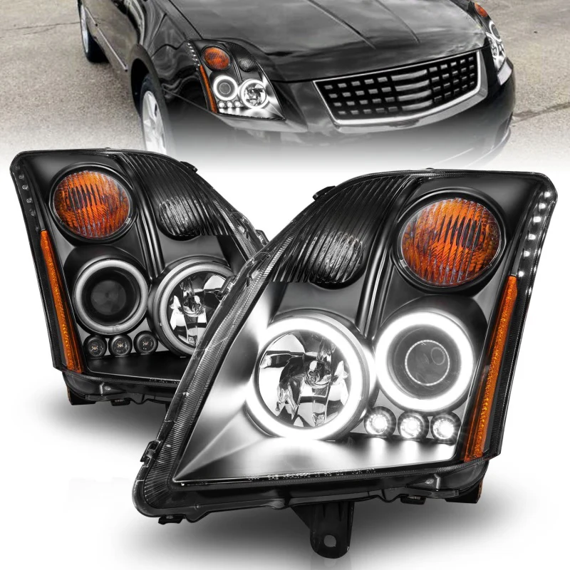ANZO 2007-2012 Nissan Sentra Projector Headlights Black - Image 2