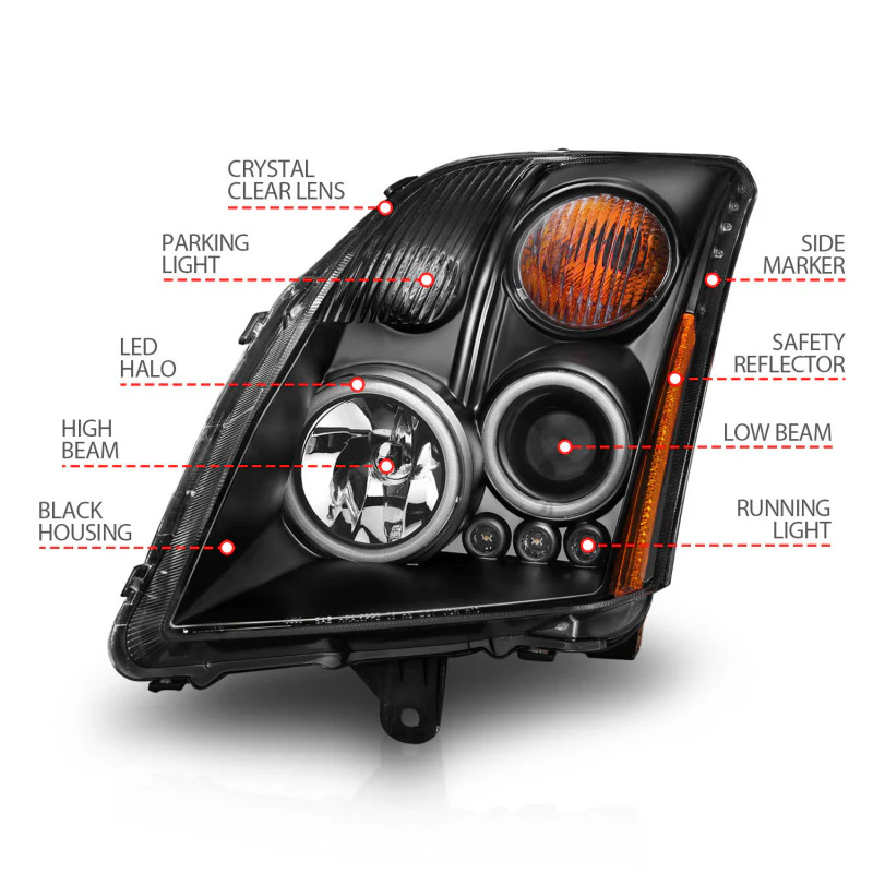 ANZO 2007-2012 Nissan Sentra Projector Headlights Black - Image 6
