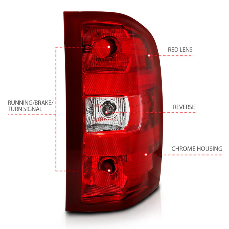 ANZO 2007-2013 Chevy Silverado Taillight Red/Clear Lens (OE Replacement) - Image 3