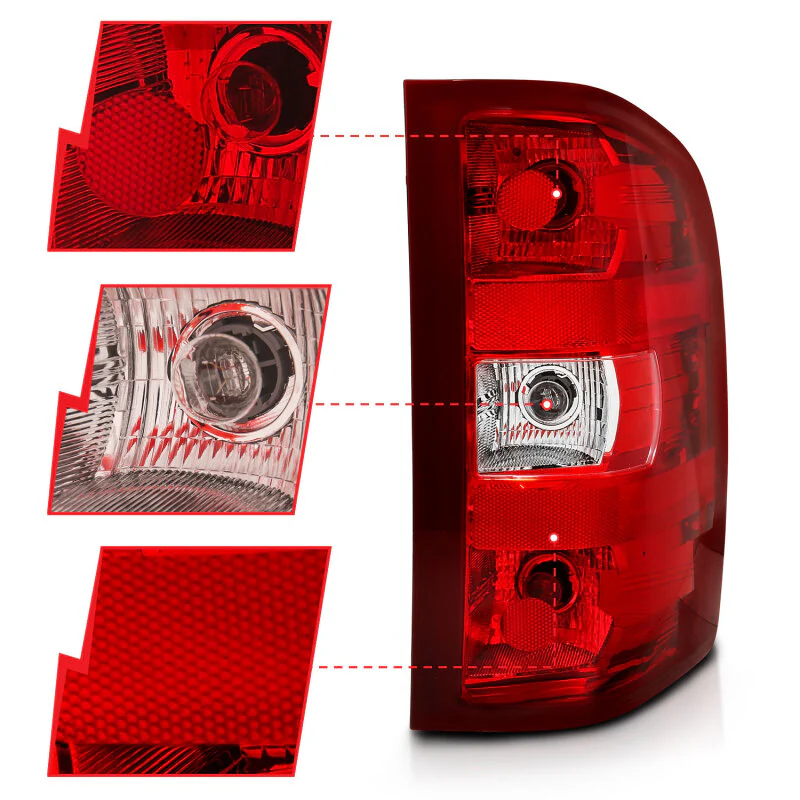 ANZO 2007-2013 Chevy Silverado Taillight Red/Clear Lens (OE Replacement) - Image 5