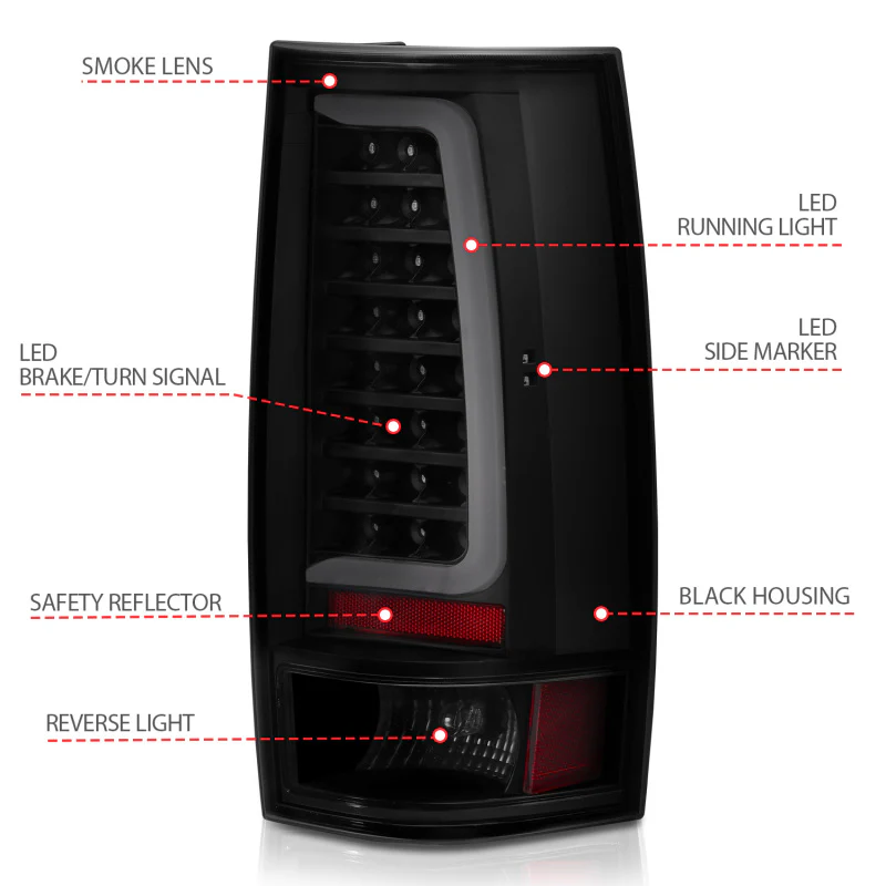 ANZO 2007-2014 Chevy Tahoe LED Taillight Plank Style Black w/Smoke Lens - Image 5