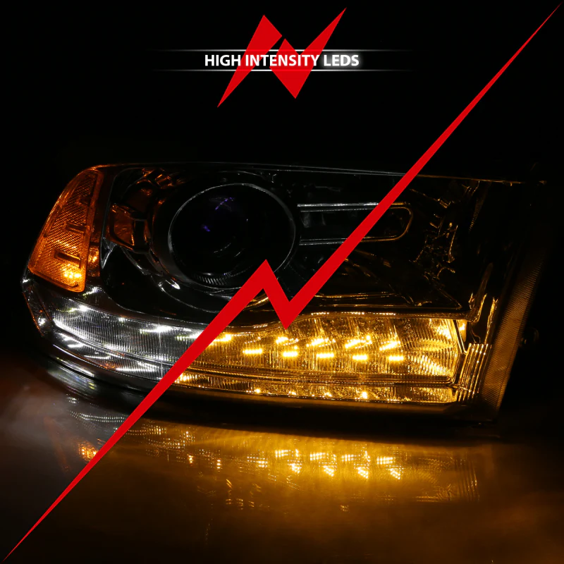ANZO 2009-2018 Dodge Ram 1500 Projector Plank Style Switchback H.L Halo Chrome Amber (OE Style) - Image 13