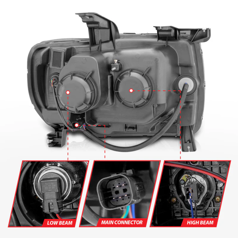 ANZO 2015+ GMC Canyon Projector Headlights w/ Plank Style Design Black w/ Amber - Image 10